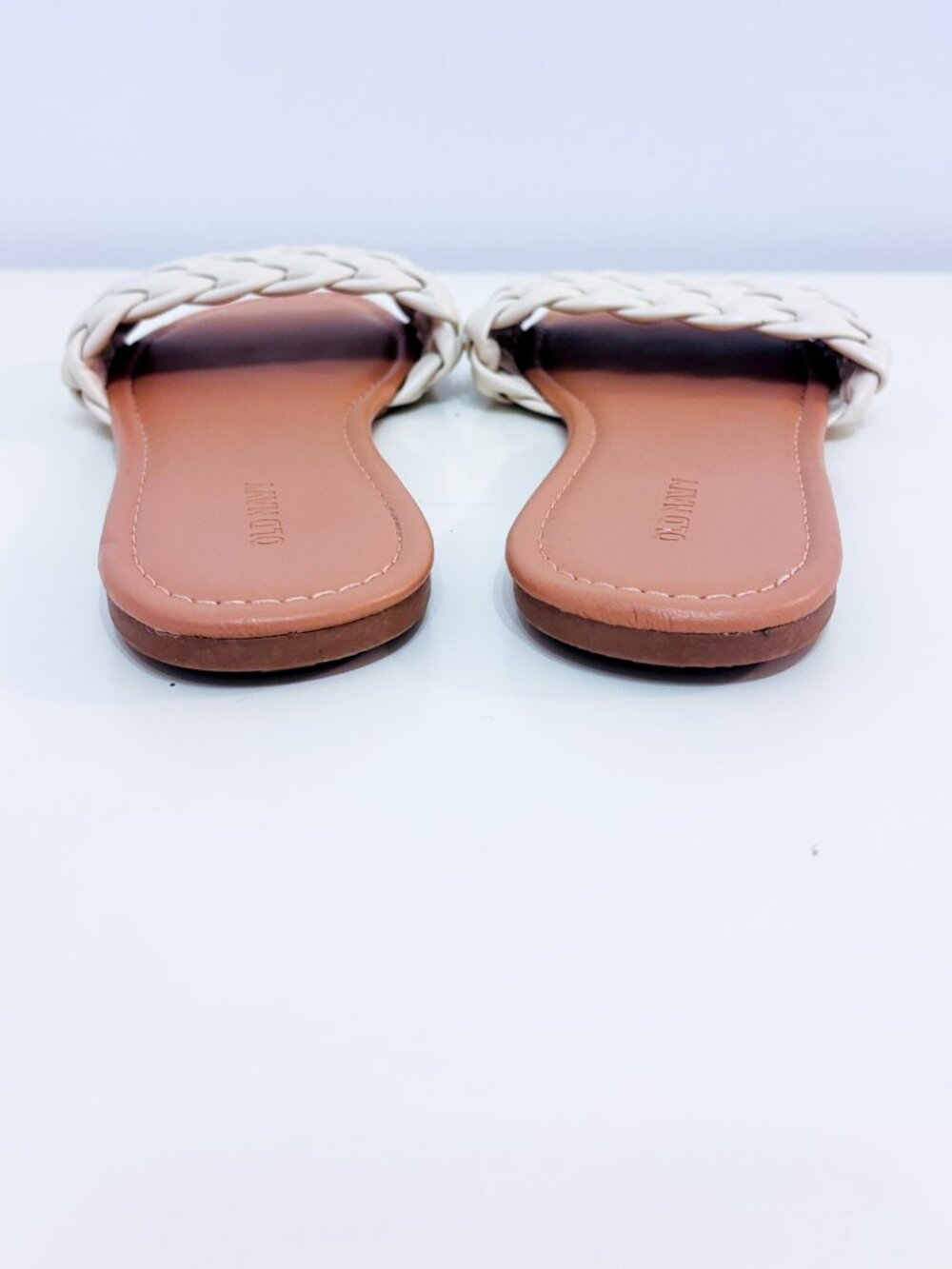 OLD NAVY Beige Woven Slide Sandals | Braided Minimalist | Size 8 - Picture 4 of 6